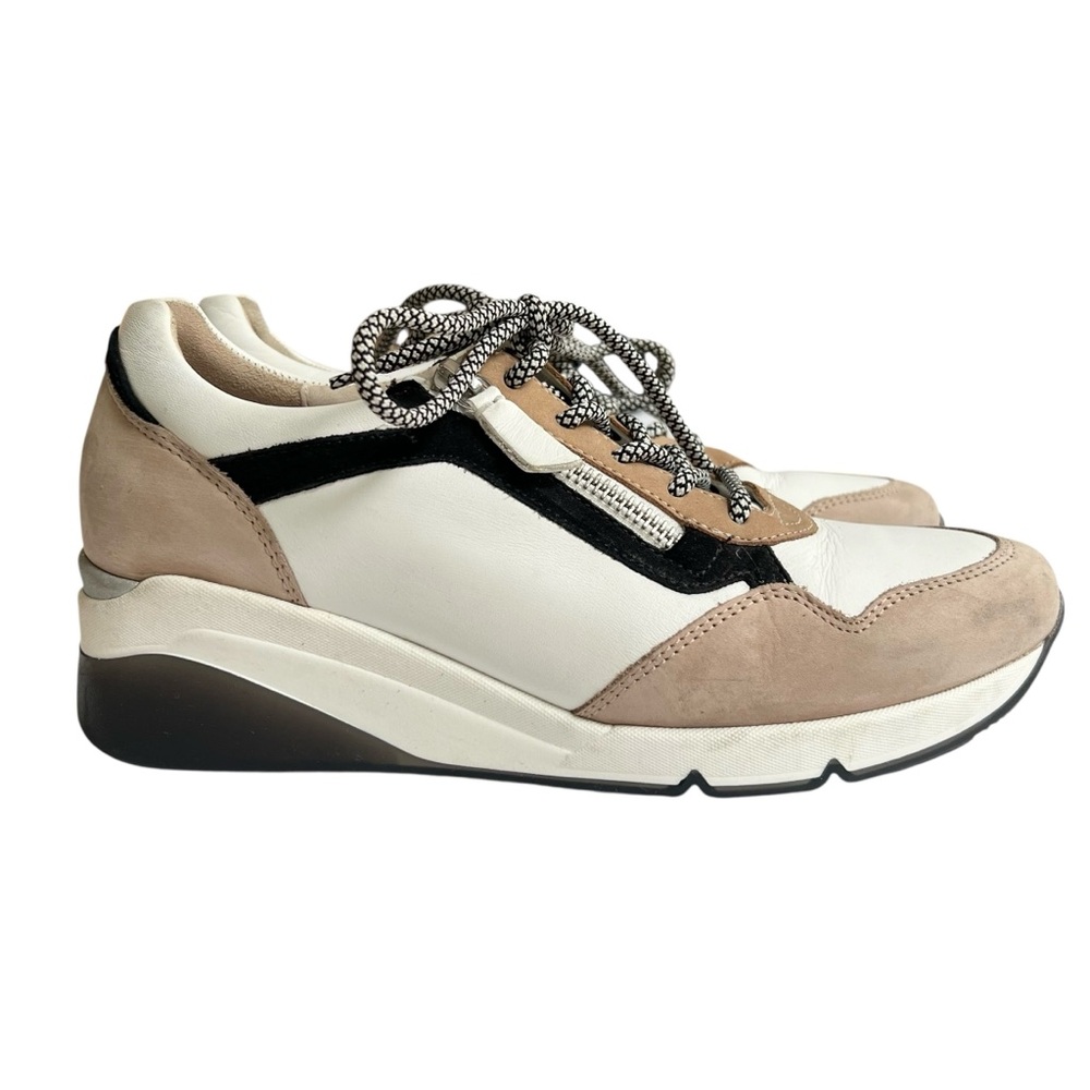 Gabor Women's Platform Sneakers in White, Beige & Black
